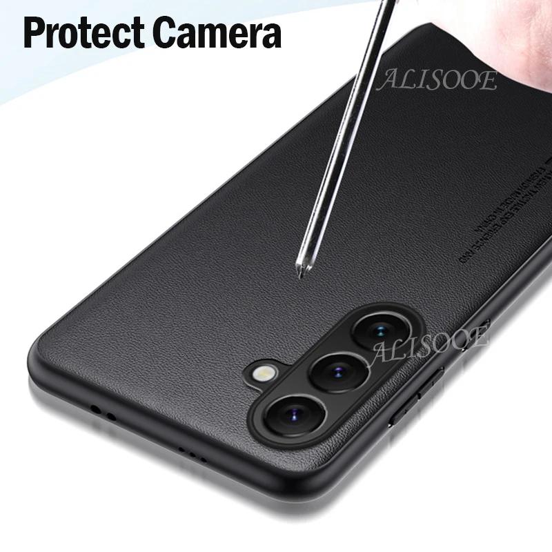 Funda for Samsung Galaxy A55 A35 A54 A34 A24 S24 Ultra S23 Plus Case Fiber Texture PU-Leather Cover for Samsung M54 M34 M14 Capa