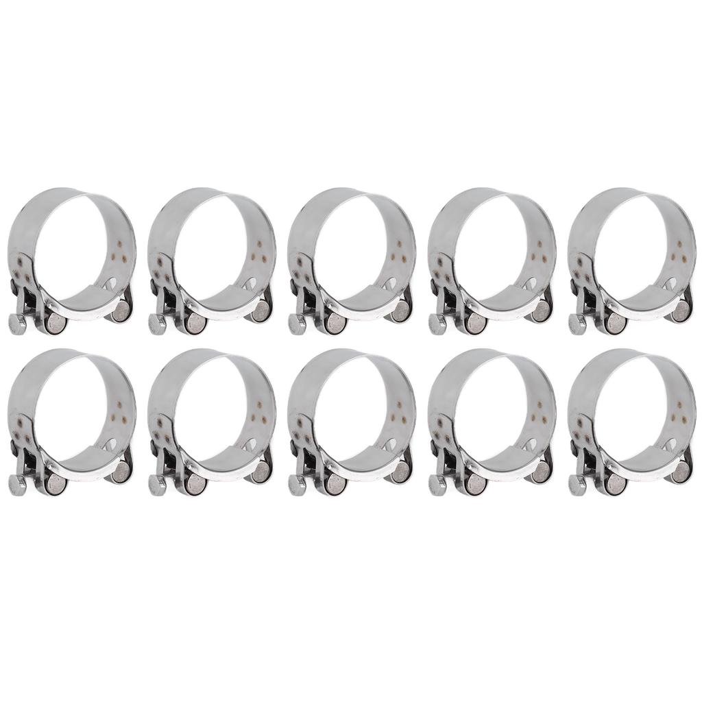 10Pcs Hose Clamp 201 Stainless Steel Reinforced Full Core Appearance Galvanized Pipe Clamps for Automotive Industrial