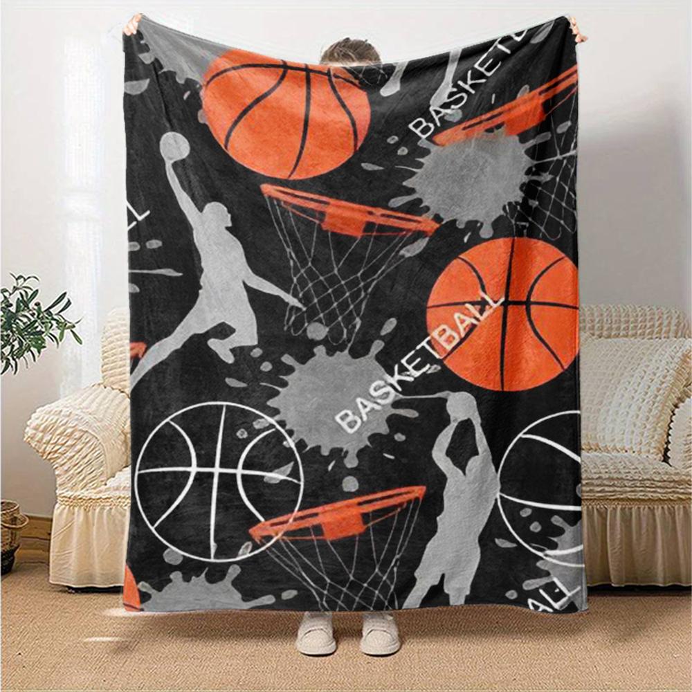 basketball Theme Printed Blanket - Perfect for Couch, Bed, Travel & Outdoor Use | Machine Washable, Cozy & Durable.