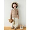 YouYou Girl's Embroidered Turn-down Collar Long Sleeve Top