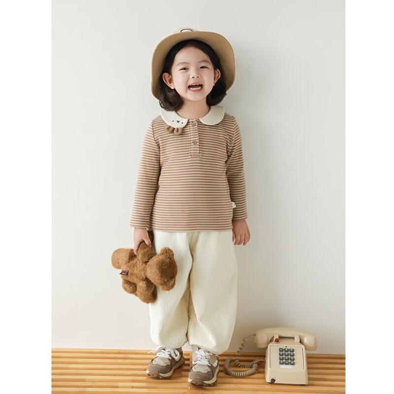YouYou Girl's Embroidered Turn-down Collar Long Sleeve Top