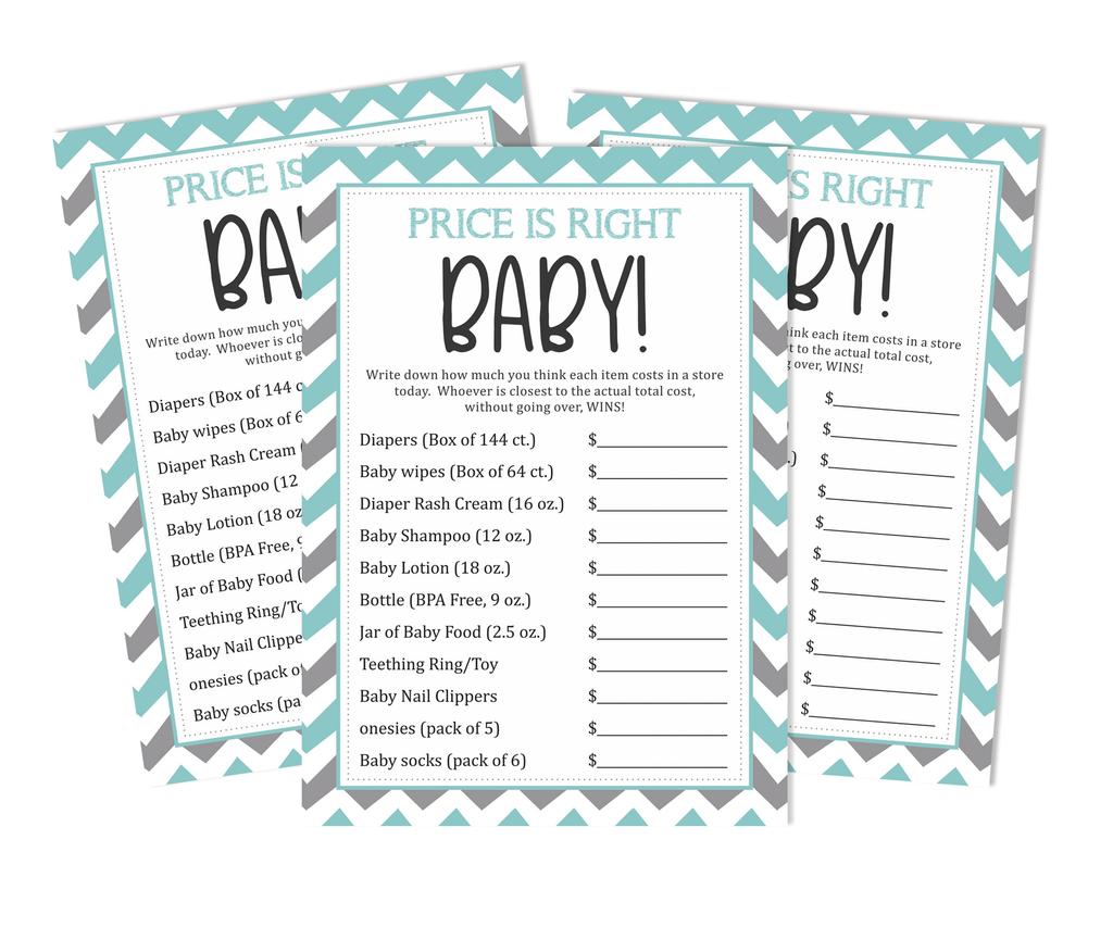 Inkdotpot 50 Sheet Ita    s A Boy Ita    s A Girl If The Price Is Right Baby Shower Game Chevron Gender Reveal Party