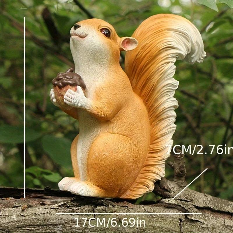 1 шт. Подвесные статуэтки белок для украшения сада, уличный подвесной декор для дерева с винтами и крючками, милые фигурки животных