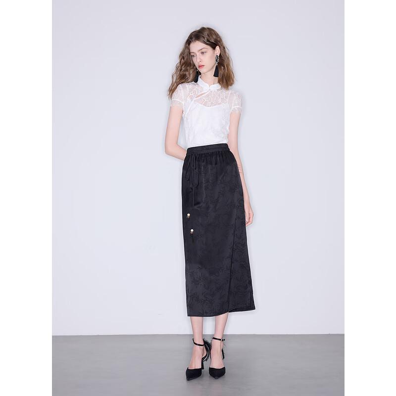 SanCai 2025 Summer New Chinese Style Lace See-Through Short Top S