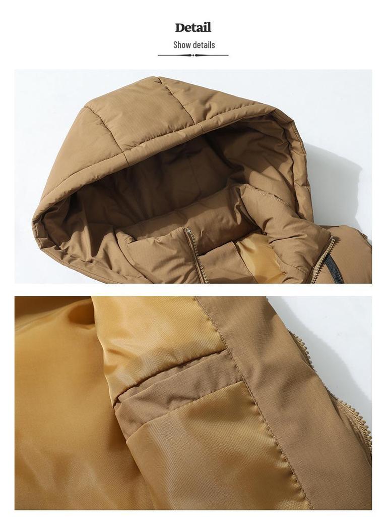 Gilet Matelassé Épais en Duvet et Coton pour Homme avec Col Montant - Vêtement d'Extérieur Automne/Hiver