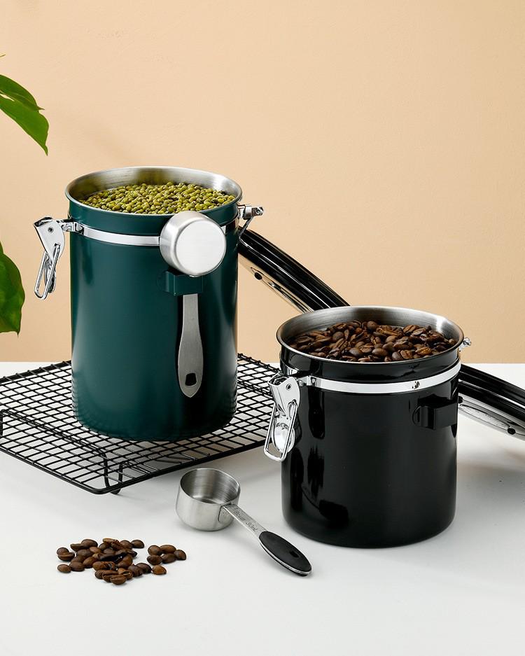 304 Stainless Steel Airtight Coffee Canister with Date Tracker and Exhaust Valve for Freshness