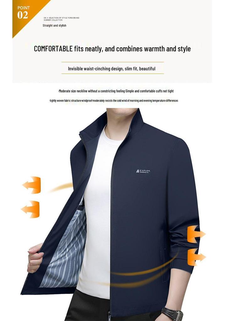 Stylish Stand-Up Collar Jacket for Middle-Aged Men - 2026 Spring Korean Business Casual