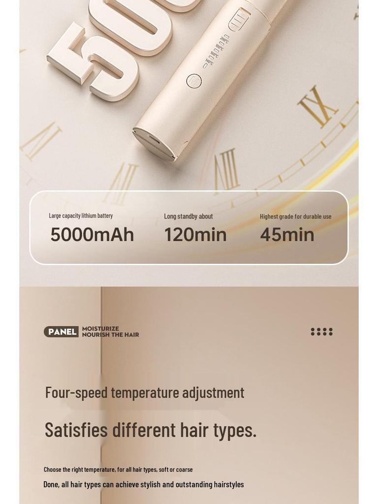 Portable Wireless Mini Hair Straightener Comb for Students - Dual-use Heat Styling for Bangs and Perms.