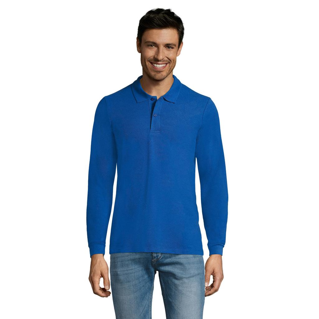 Mens Perfect Plain Pique Long-Sleeved Polo Shirt