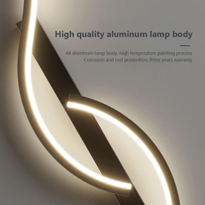 100CM  LED Wall Sconce Strip Black Wall Lamp For Bedroom Bedside Living Room Restaurant Background Decor Lighting Fixtures