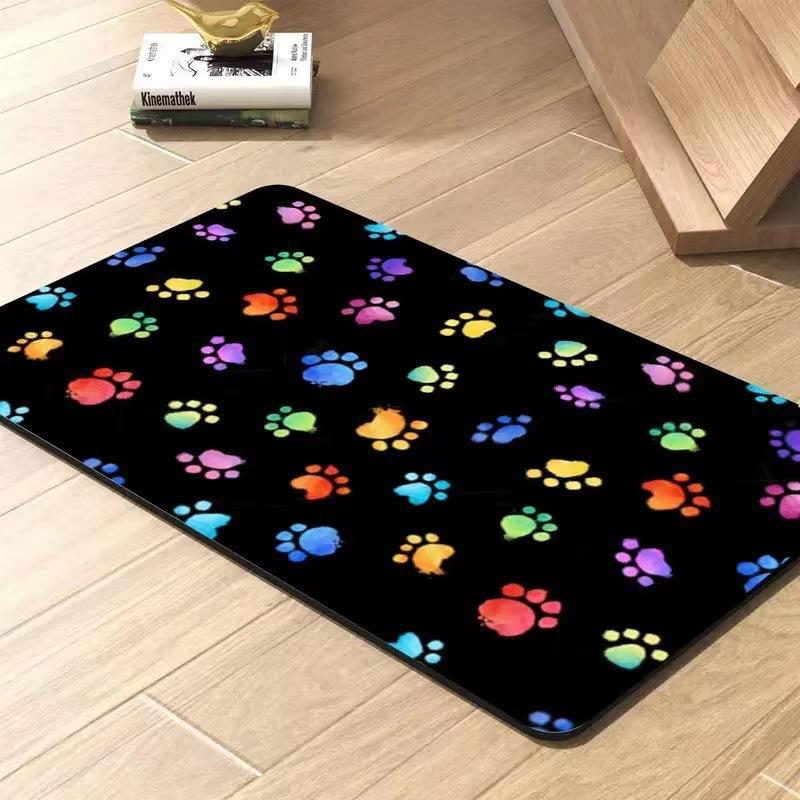 

Cute Cartoon Puppy Paw Print Diatom Mud Entrance Door Entrance Bedroom Living Room Dirt-Resistant Multi-Functional Scene Can Be Used 50*80 чорний