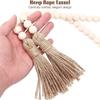 Wooden Handmade boho DIY Rattan Natural Wood Bead Garland Tassel Craft Rustic Country Beads Home Wall Hanging Decoration
