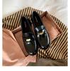 Leather Small Gold Coins Thick Heel Platform Small Leather Shoes British Style Loafers Women