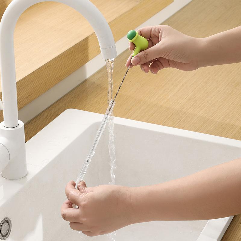 Creative Pea Bendable Straw Brush Stainless Steel Pacifier Brush Household Multifunctional Cup Lid Groove Cleaning Brush