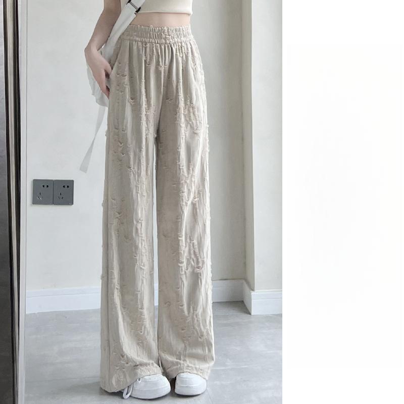 Wide Leg Pants Women's Summer Thin Design High Waist Loose Drape Casual Straight Pants