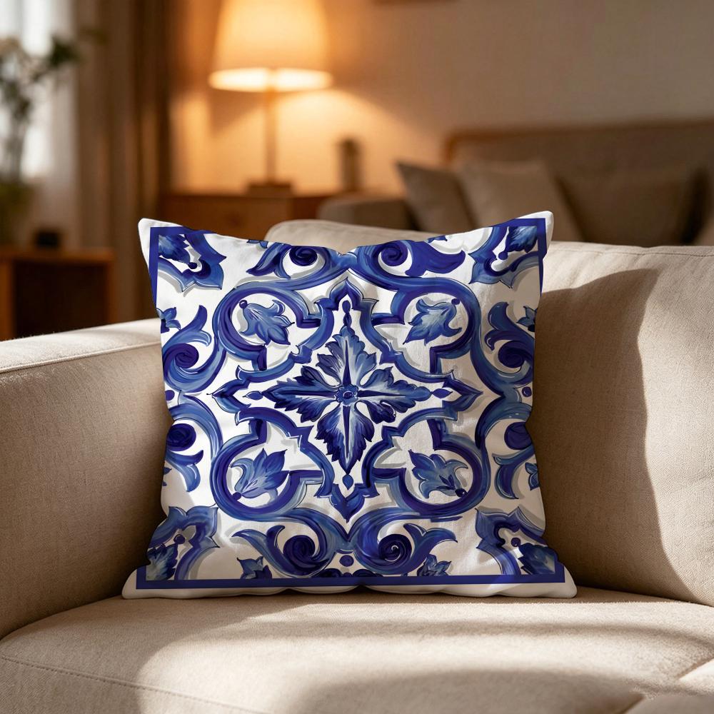 Islamic Tile Pattern Cushion Cover Cushion Cover Soft Washable Pillow Case Multi-Scene For Couch Bed Travel Office Use