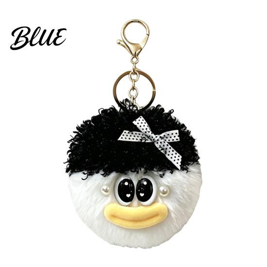 Bowknot Head Keychain Cartoon Curly Hair Keychain, Plush with Metal Clasp, Soft Plushie Bag Decoration Backpacks Handbags Keys Decorative Pendant for