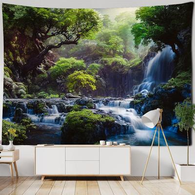 Böhmischer Stil Heimdekoration Wandbehang Wald Wasserfall Wandteppich Landschaft Hintergrundtuch Schlafzimmer Wohnzimmer Wohnheim