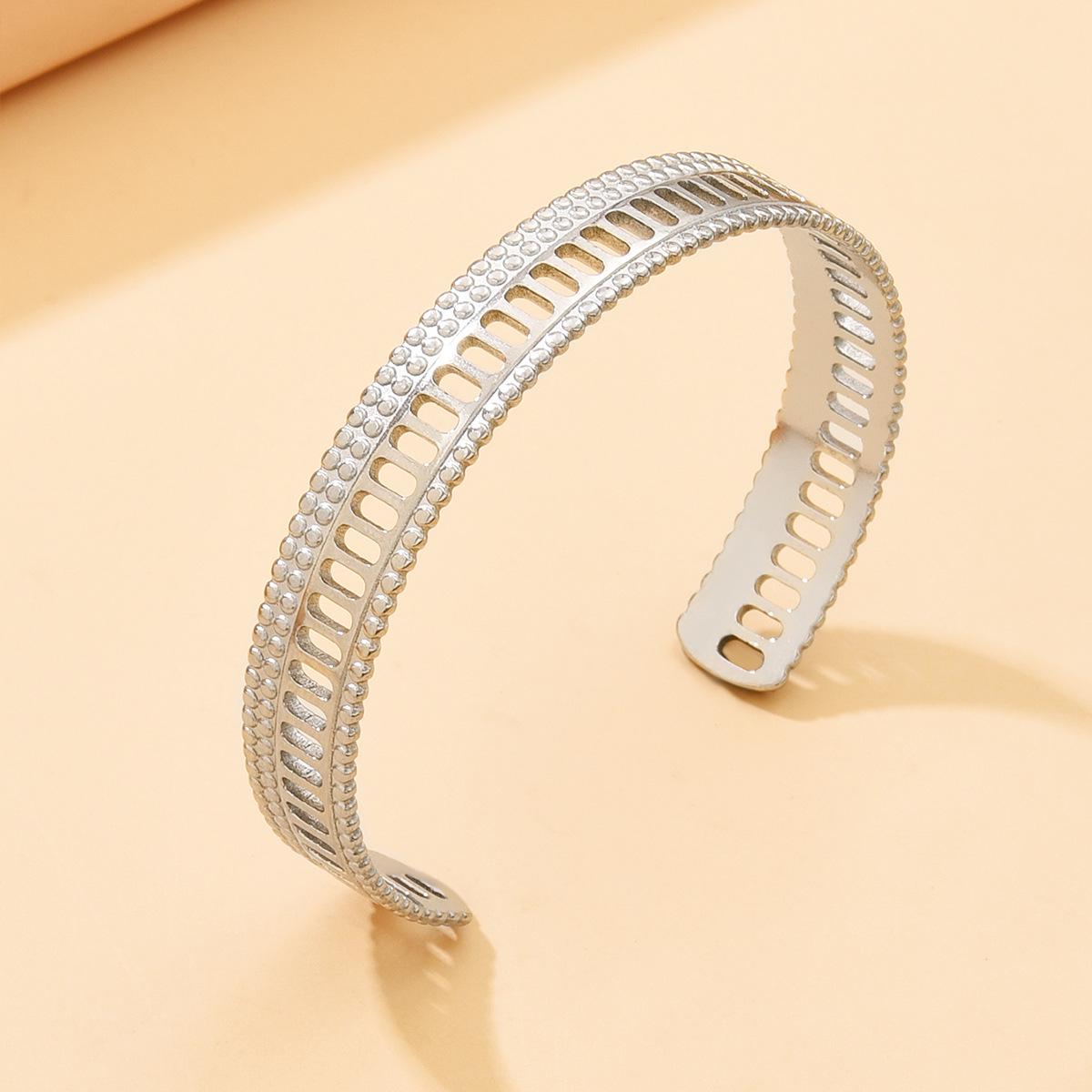 French Retro Hollow Polka Dot Stainless Steel Bracelet - Women s High-End Titanium Jewelry