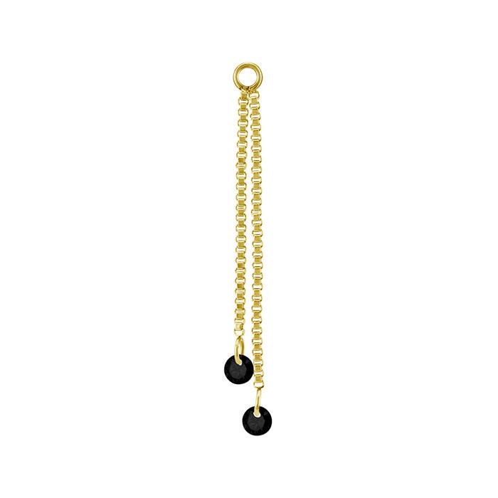 Charm Chain With Black Zircons - Gold - D-071 20 Mm