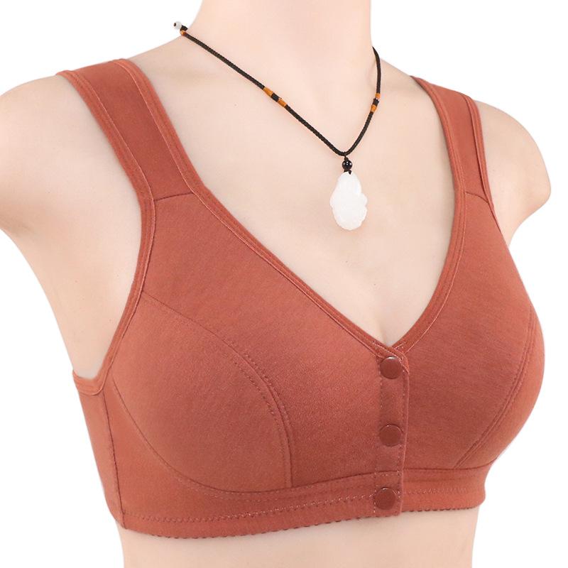 Soft Cotton Front Buckle Bra for Middle-Aged & Elderly Women - No Steel Ring, Vest Style, Large Size