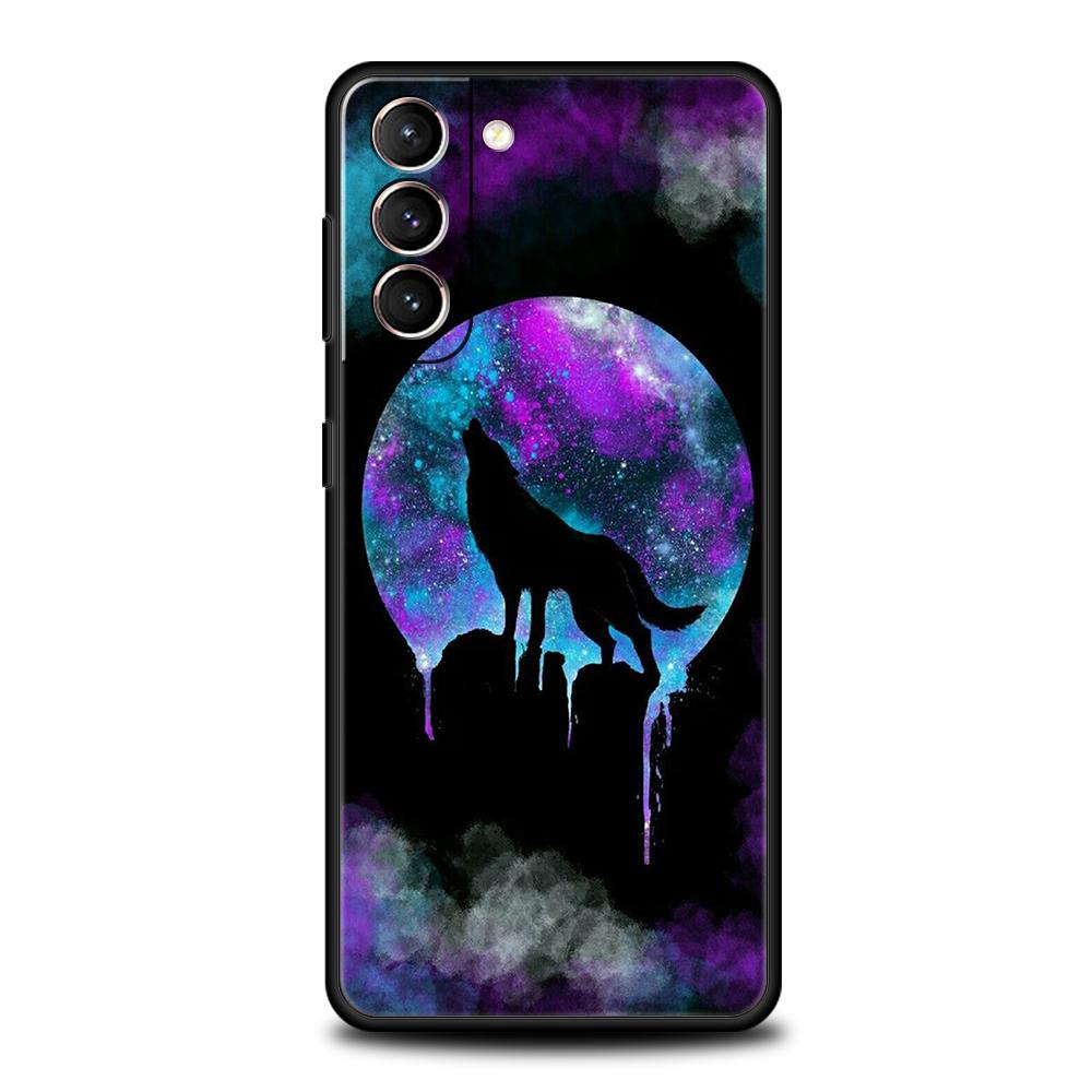 Moon Roaring Wolf Case for Samsung Galaxy S24 S23 S22 S20 S21 FE Ultra S24 S23 S10 S10E S9 S8 Plus 5G Silicone Phone Cover Capas