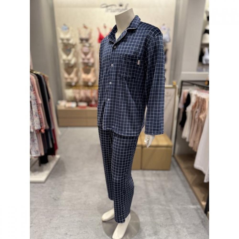 Triumph Men S Mink Sleep Check Long Sleeve Pajama Tempj811ny