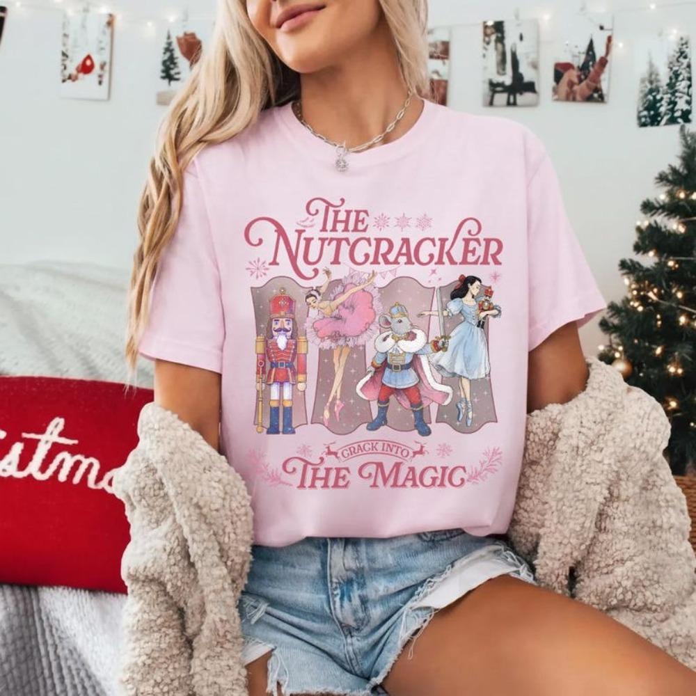 The Nutcracker Ballet Christmas Shirt Retro Nutcracker TShirt Sugar Plum Fairy Tee Christmas Gift for Ballet Tshirt Women Tops S