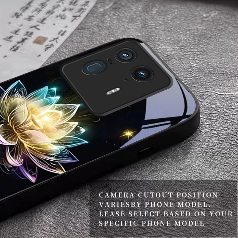 Crystal Lotus Art Black Glass Phone Case For Motorola Moto Edge 70 60 Fusion 50 Ultra 40 Neo 30 Pro 20Lite 60s Neo Black Cover
