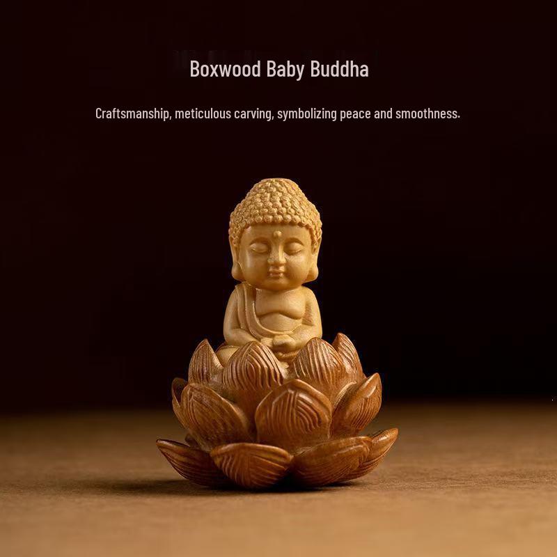 Boxwood Small Buddha Car Pendant - Peaceful Rearview Mirror Decoration