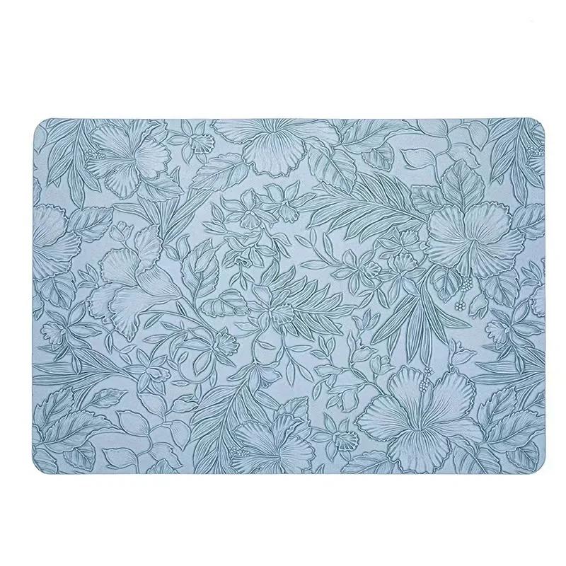Placemats ,Floral Non-Slip Dining Table Place Mat Sets, Faux Leather Waterproof Oil-Proof Wipeable PU Place Mats,Table Mats 1PCS 43x30CM синий