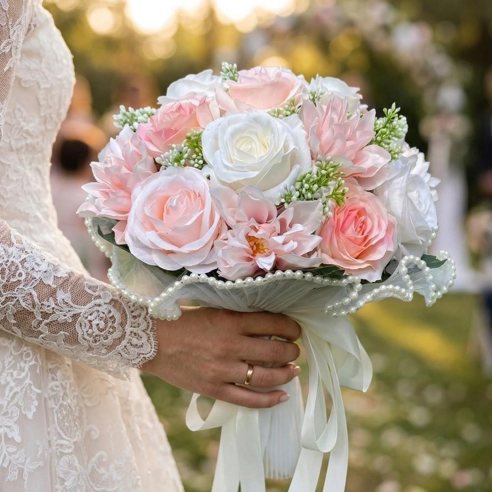 Artificial Silk Flowers Romantic Wedding Bouquets Exquisite White Rose Bouquet Valentine's Day