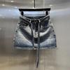 Rhinestone Denim-Rock in Übergröße - Hoher Bund Schlankmachender A-Linien-Schnitt für kurvige Frauen