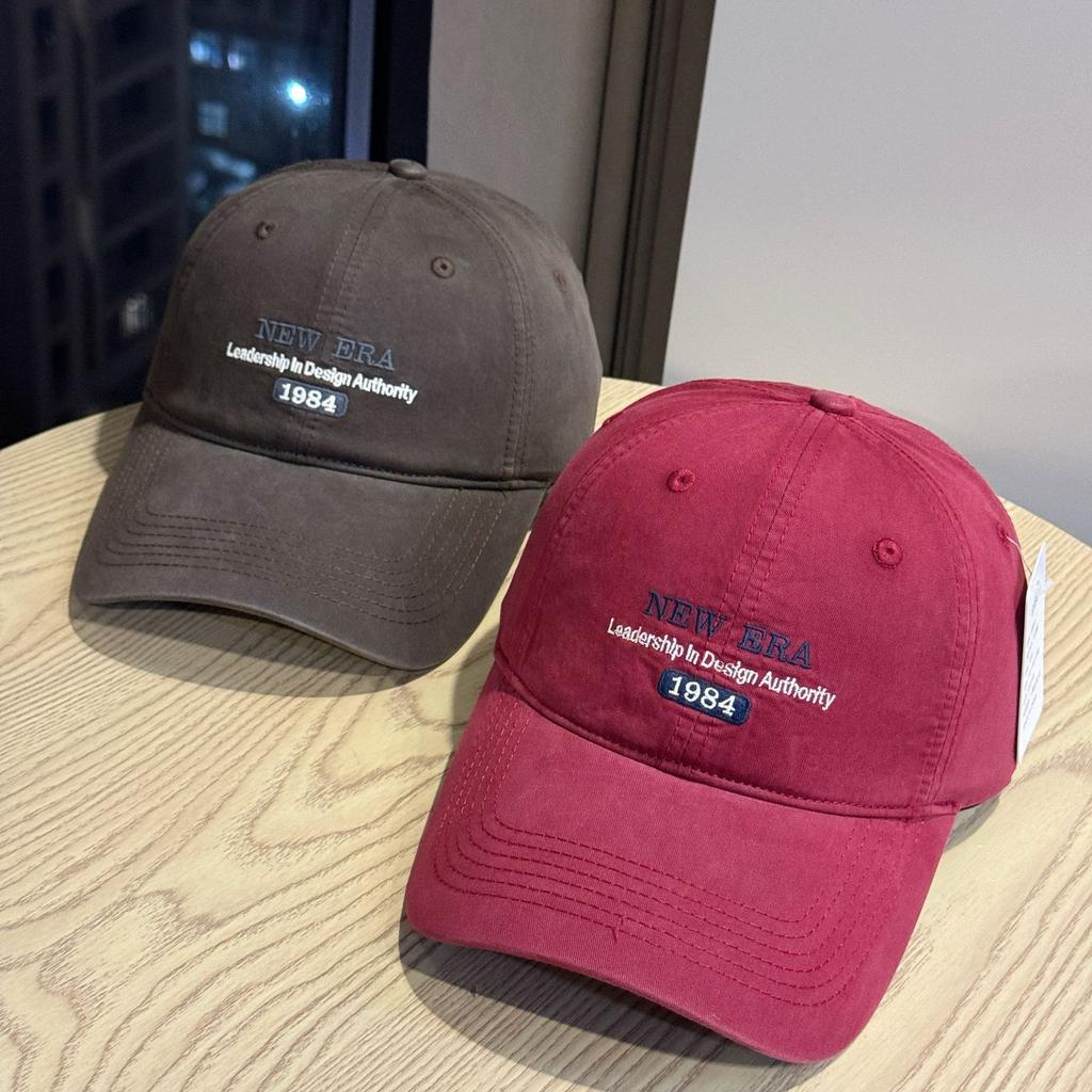 Korean Style Big Letters American Embroidery Retro Baseball Cap Baseball Cap Versatile Soft Top Face Display New Peaked Cap