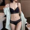 French U-shaped Large Halter and Beautiful Back Underwear Women's Thin Sexy Lace Bra, Large Breasts Show Small Gathering Bra