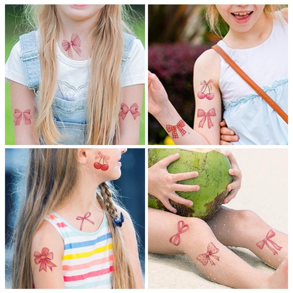 Cute Cartoon Children's Pink Bow Temporary Tattoo Sticker Bow Ribbon Tattoo Sticker