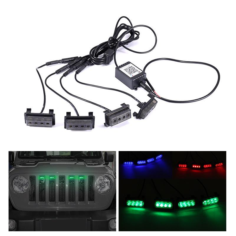 RGB Daytime Running Yellow Grille Light for Jeep Wrangler JL 2018-2023 (App-Compatible)