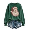 Women's Christmas Print Long Sleeve Crewneck Pullover Sweatshirt Casual Holiday Top
