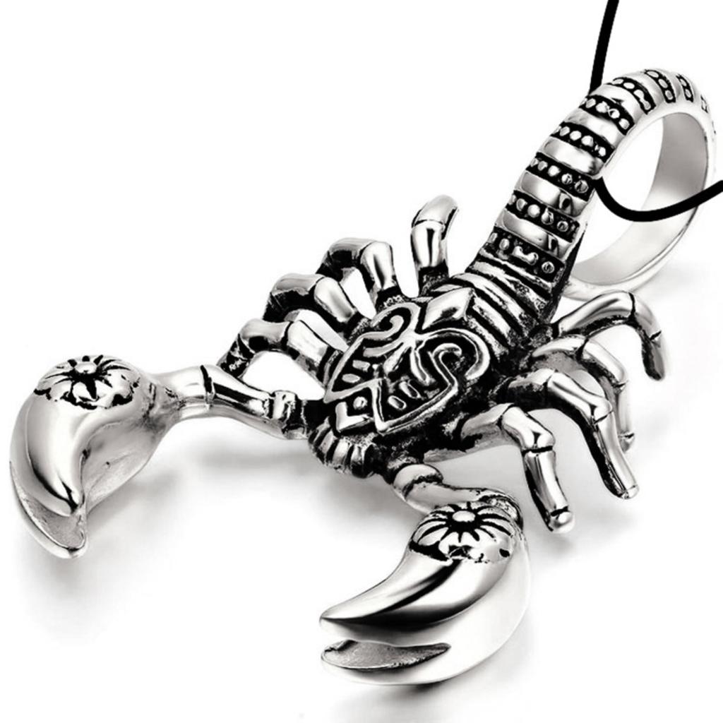 Mens Womens Stainless Steel Scorpio Zodiac Scorpion Pendant Necklace