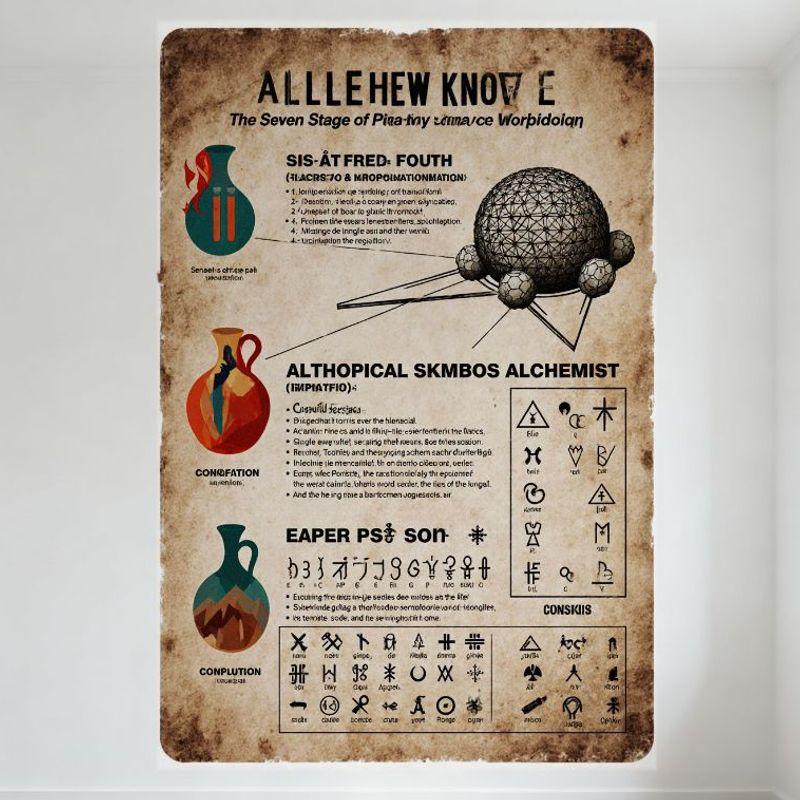 

Vintage Alchemy Pista-nomy Wordqlan Tin Sign Seven Stage Esoteric Cryptic Symbols Metal Plaque for Home Decor, Man Cave, Bar, Ca 20x30cm（7.8x11.8inch）