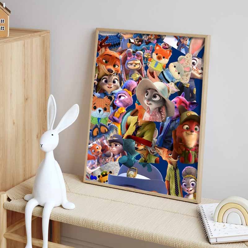Disney 5D DIY Diamond Painting Zootopia Illustration Embroidery Mosaic Cross Stitch Home Decor Gifts  Crafts
