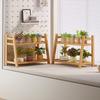 2 Layer Spice Caddy Shelf Bamboo Kitchen Storage Rack Desktop Cabinet Organizer Display Rack Coffee Bar Counter Shelf Cup Holder