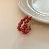 Korean Style Red Zirconia Hoop Earrings - Sparkly, Luxurious, Fashionable, and Versatile Accessories for Women