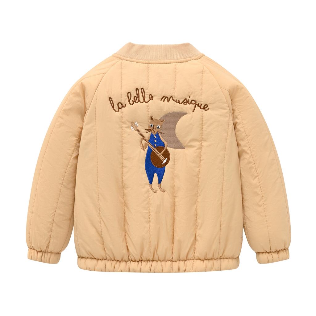 Autumn and Winter Embroidery In Small Children Cartoon Cute Padded Fashionable Versatile Cotton Jacket Jacket Elastic Cotton Jacket