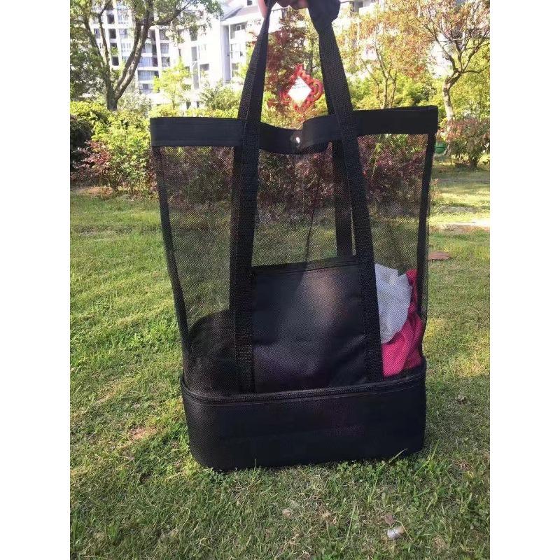 Outdoor-Reise-Picknicktasche, Strand-Isolierung, frische Eistasche, Netz-Strandtasche, kreative multifunktionale Eistasche