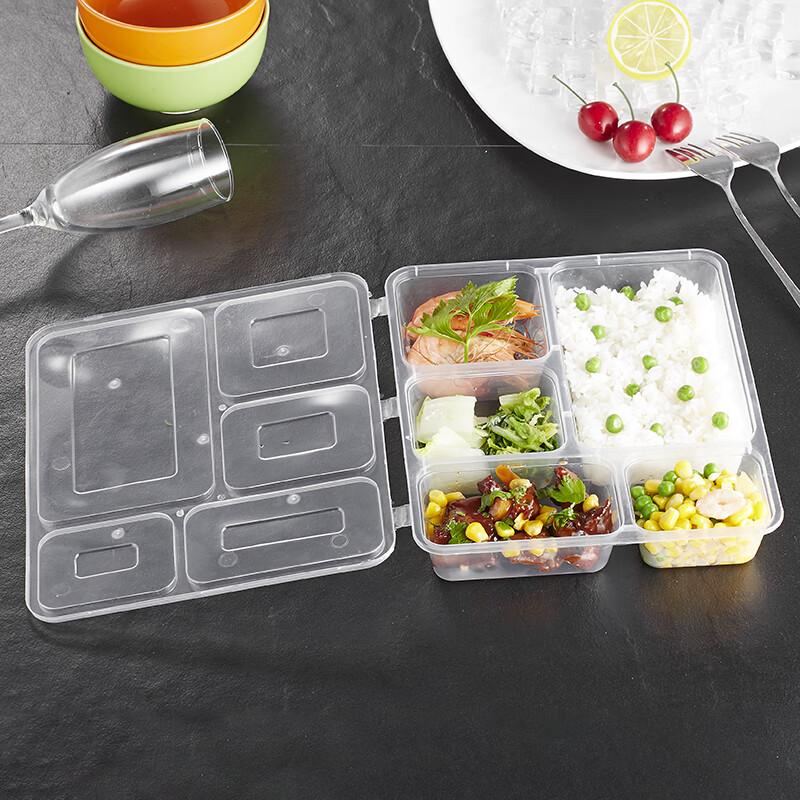 Disposable 5-Compartment Takeaway Food Container with Lid