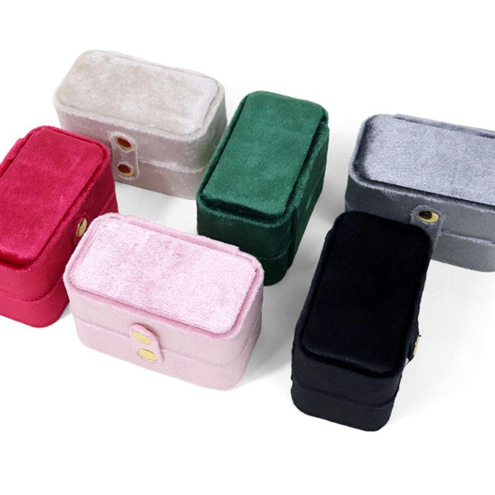 Mini Jewelry Box Plush Velvet Jewelers Packaging Portable Ring Holder  Travel Storage