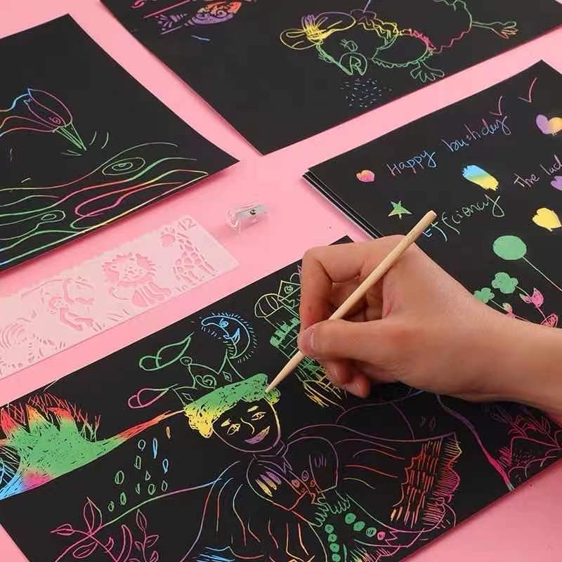 Set - 50 Sheets of Scratch-Off for Kids Crafts, Party Games, Halloween, Back To School, Christmas & Birthday Gifts