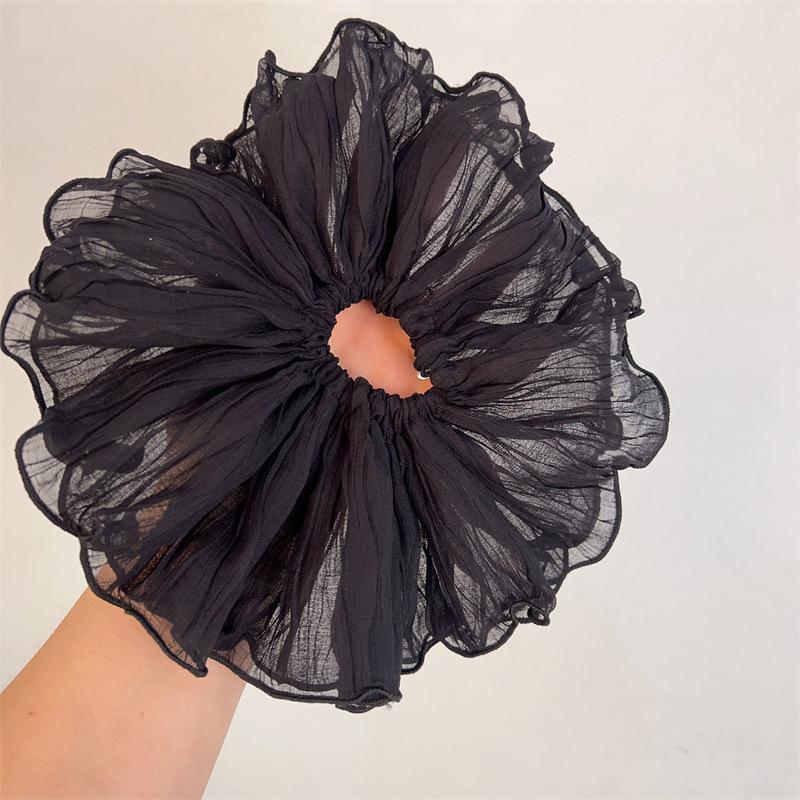 Oversize Wrinkled Elastic Hair Scrunchie Large Handmade Band Crepe Mesh Hair Tie Ponytail Holder Hair Accessorie For Women Girls