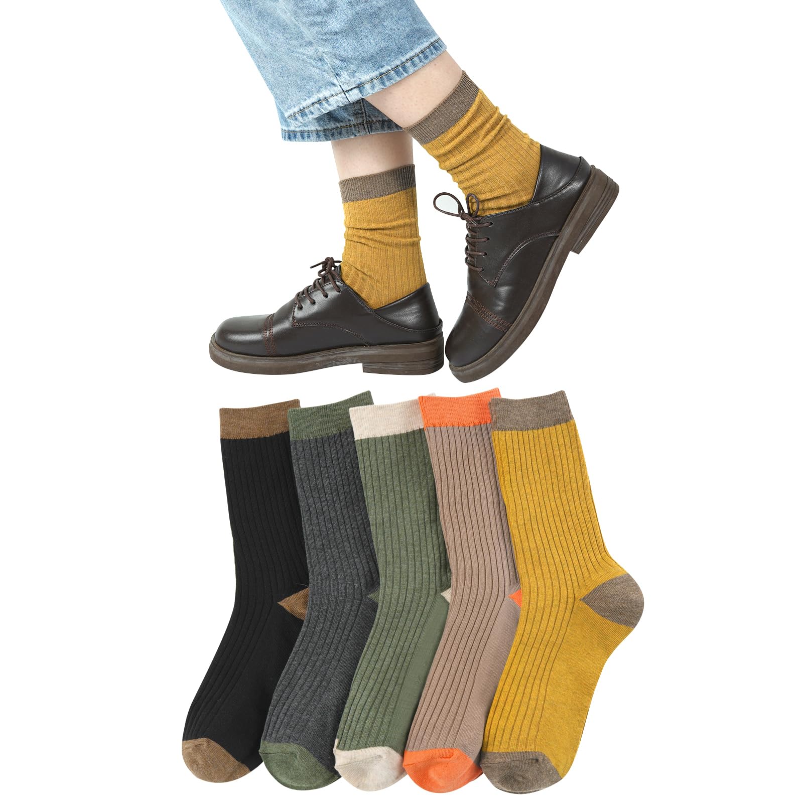 

DAMILY Crew Sizes Perfect for Casual and Sports Perfect for Spring and Summer Women s Socks, 5-Pair Set, 22-25cm, Cotton, Stylish, Comfortable,